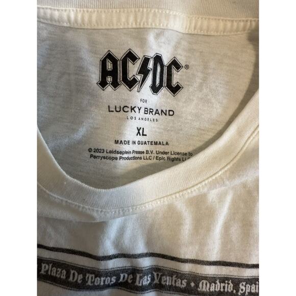Lucky Brand AC/DC White Short Sleeve T-Shirt Rock 80s Metal Concert Tour XL NWOT - Picture 4 of 5